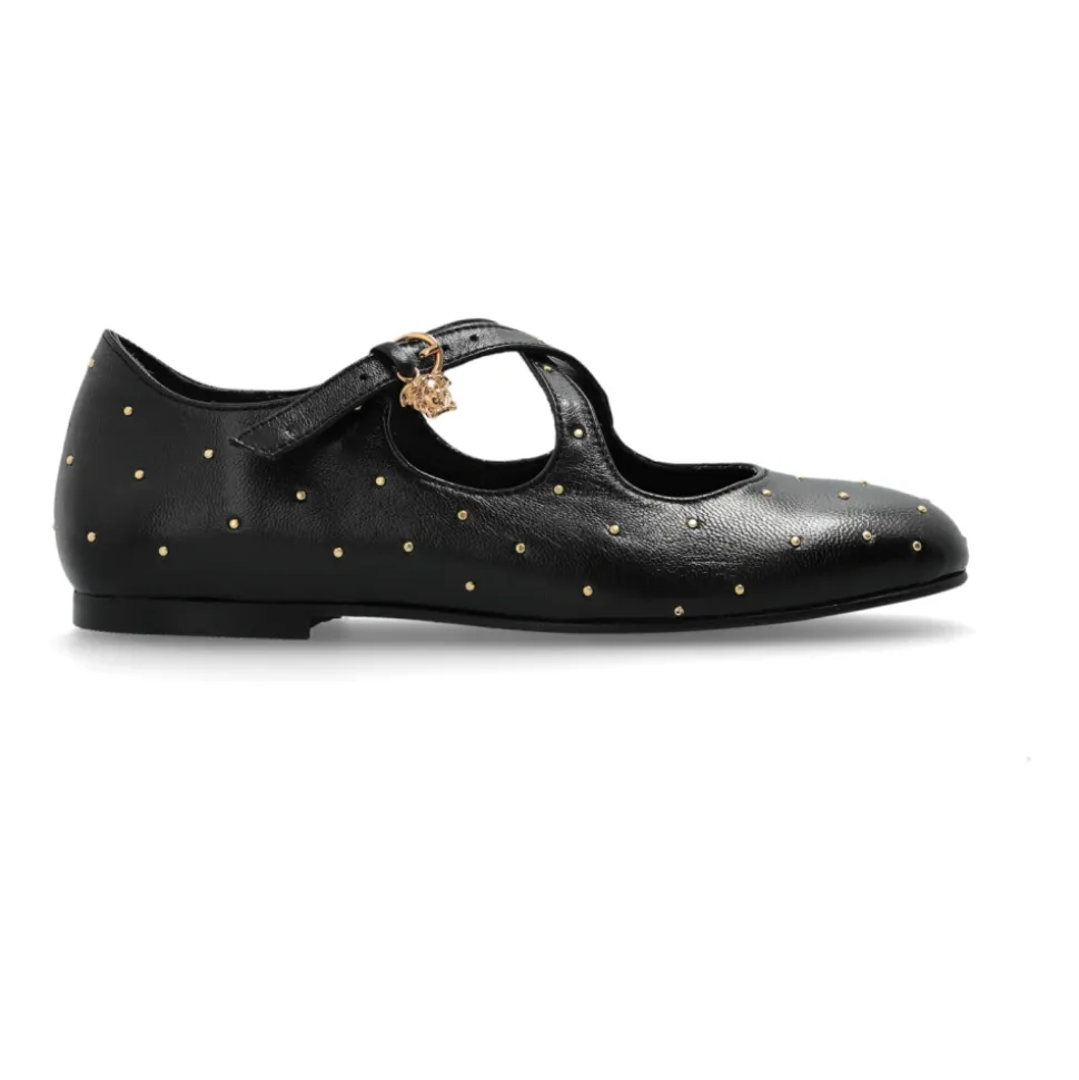 Leder Ballettflats mit Applikationen