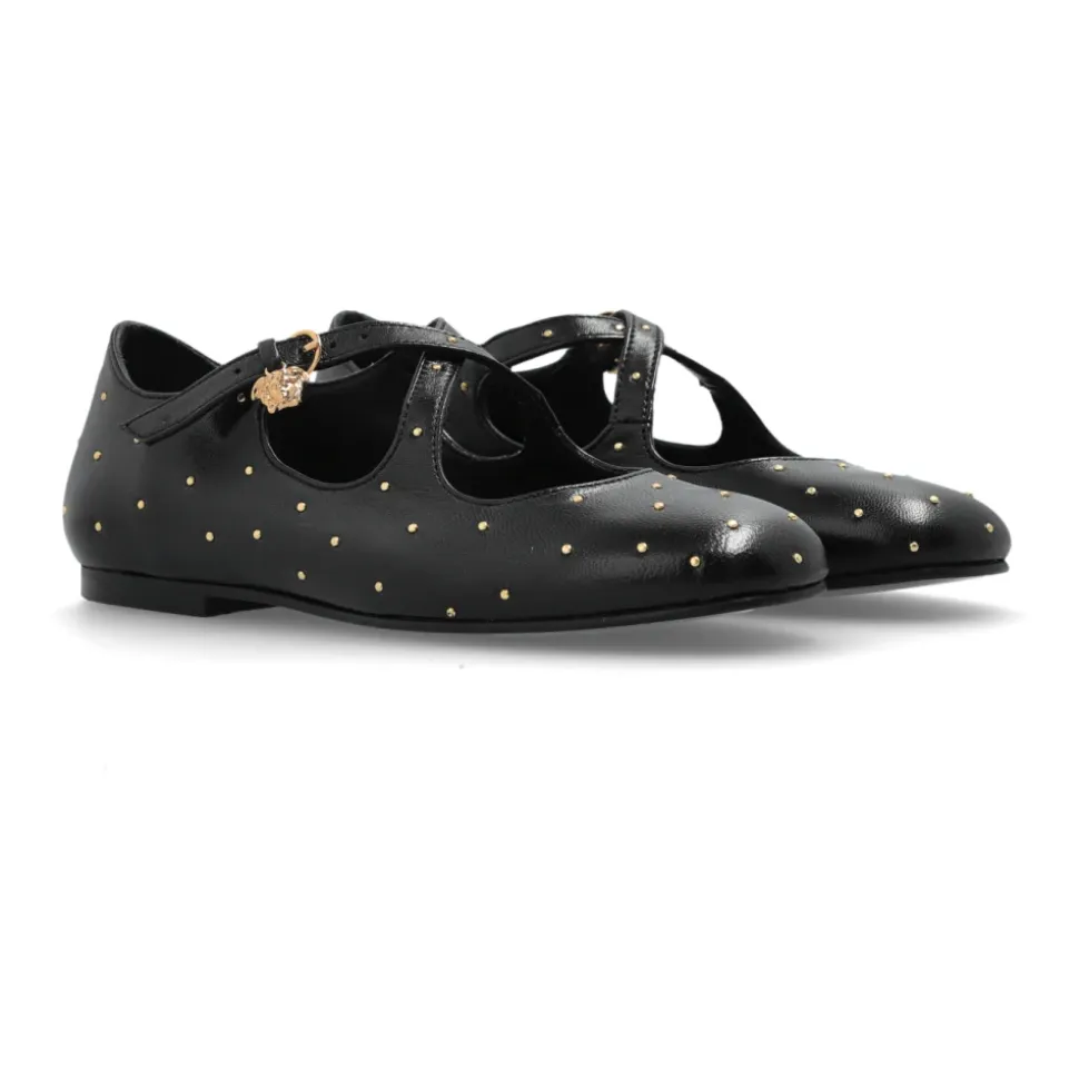 Leder Ballettflats mit Applikationen