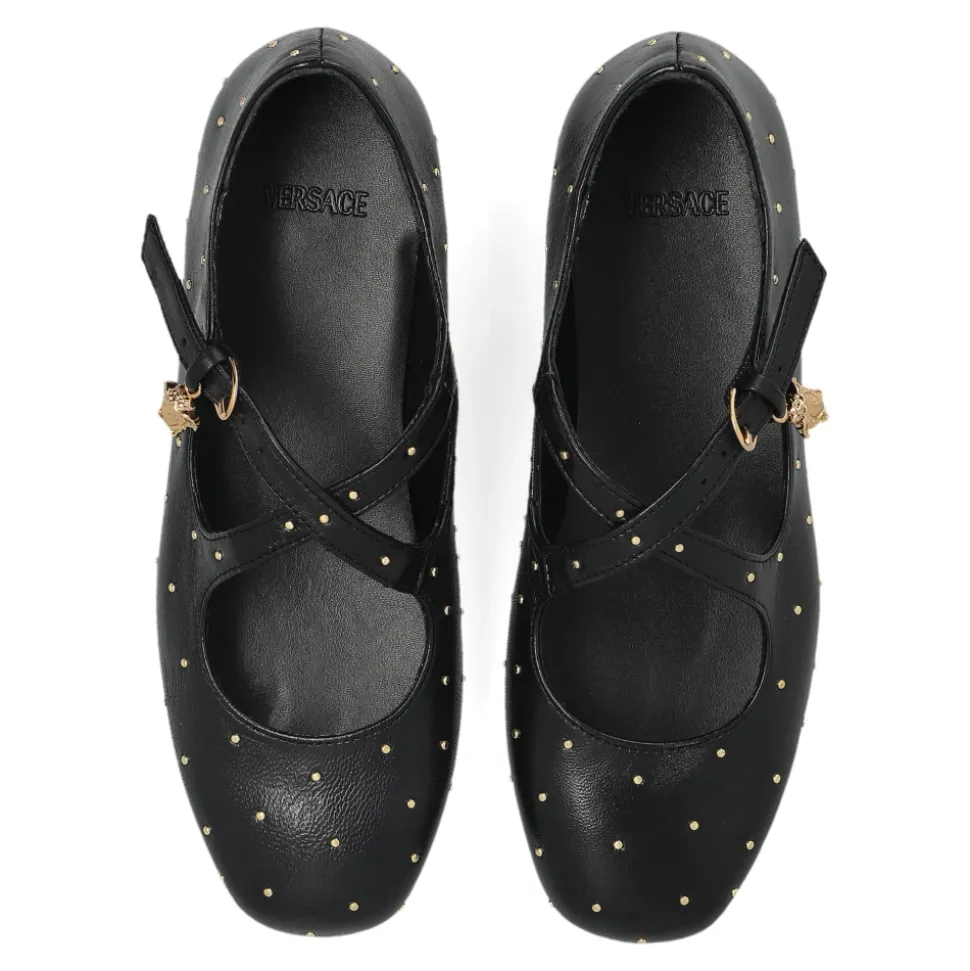 Leder Ballettflats mit Applikationen