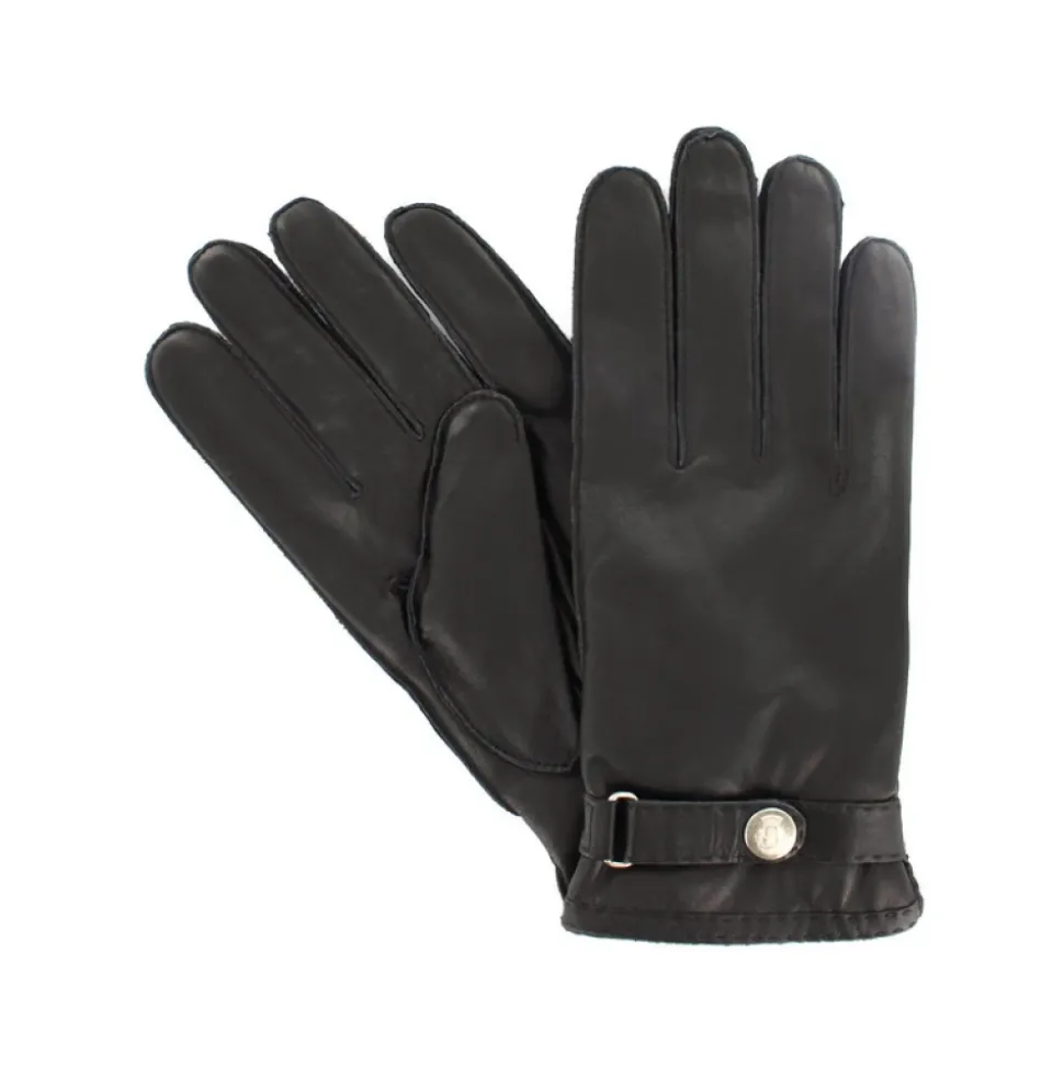 Leder Casual Handschuhe in Schwarz mit Fleecefutter
