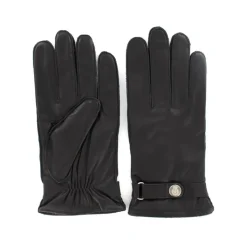 Leder Casual Handschuhe in Schwarz mit Fleecefutter