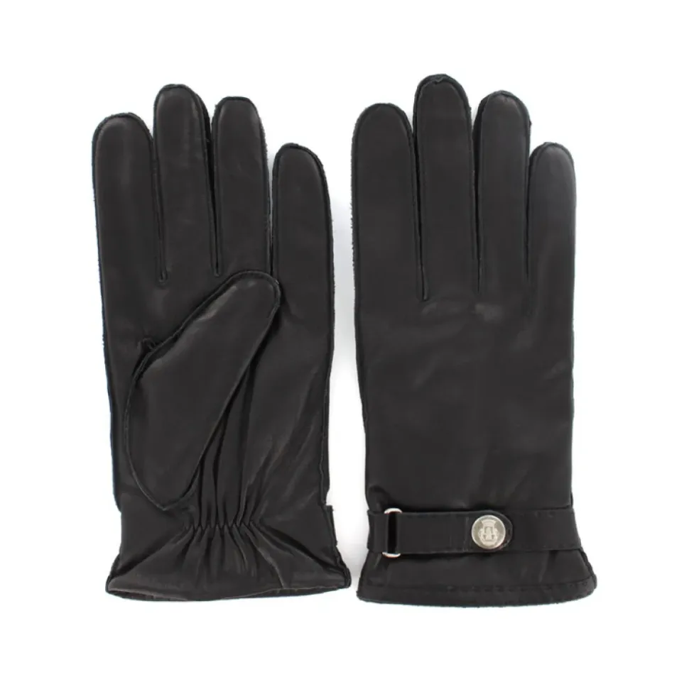 Leder Casual Handschuhe in Schwarz mit Fleecefutter