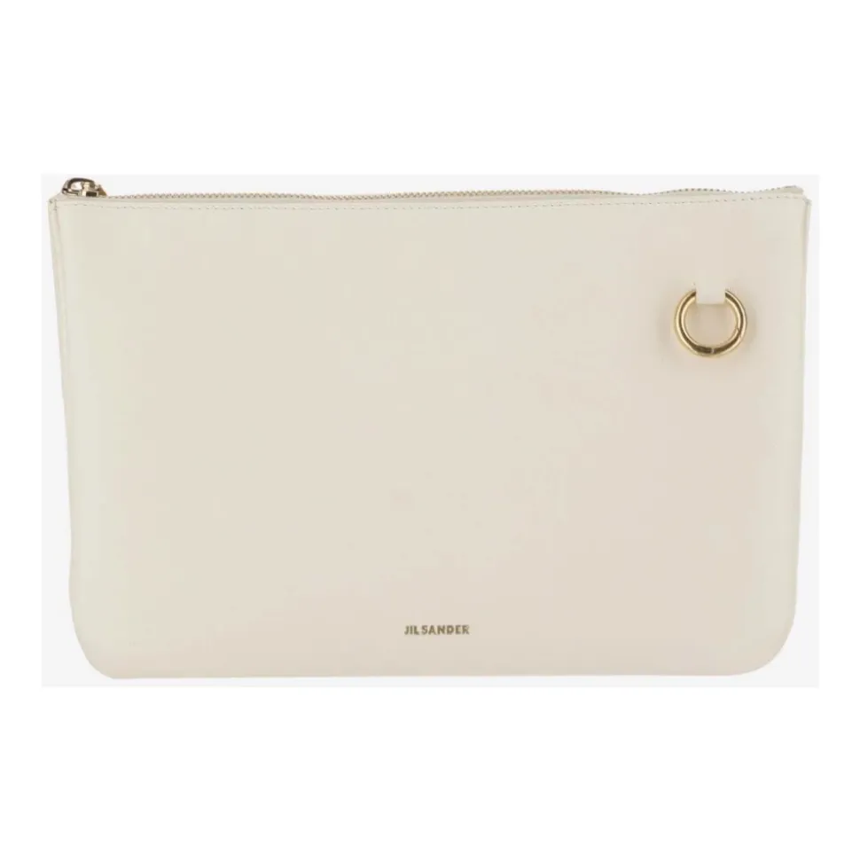 Leder Clutch mit goldenem Logo-Detail