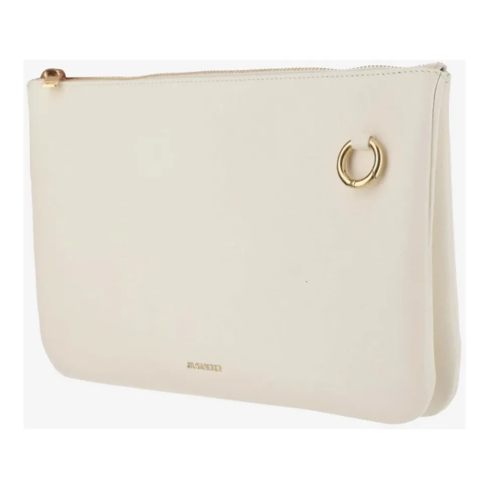 Leder Clutch mit goldenem Logo-Detail