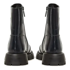 Leder flache Sohle Knöchelstiefel - Blau