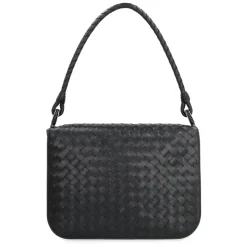 Leder Messenger Tasche mit Intrecciato-Motiv