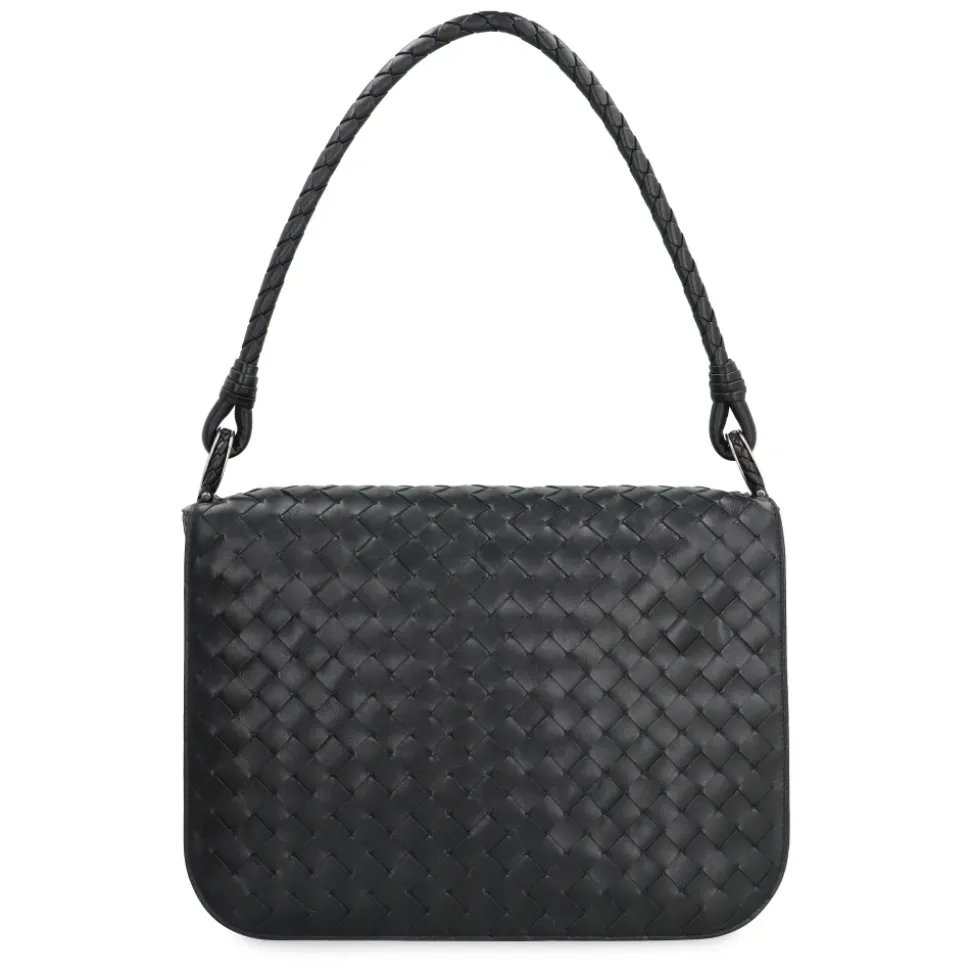 Leder Messenger Tasche mit Intrecciato-Motiv