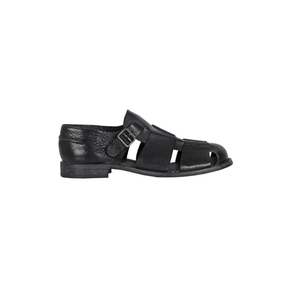 Leder Schuhe mit niedrigem Absatz und runder Spitze