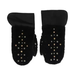 Leder Shearling Nietenhandschuhe