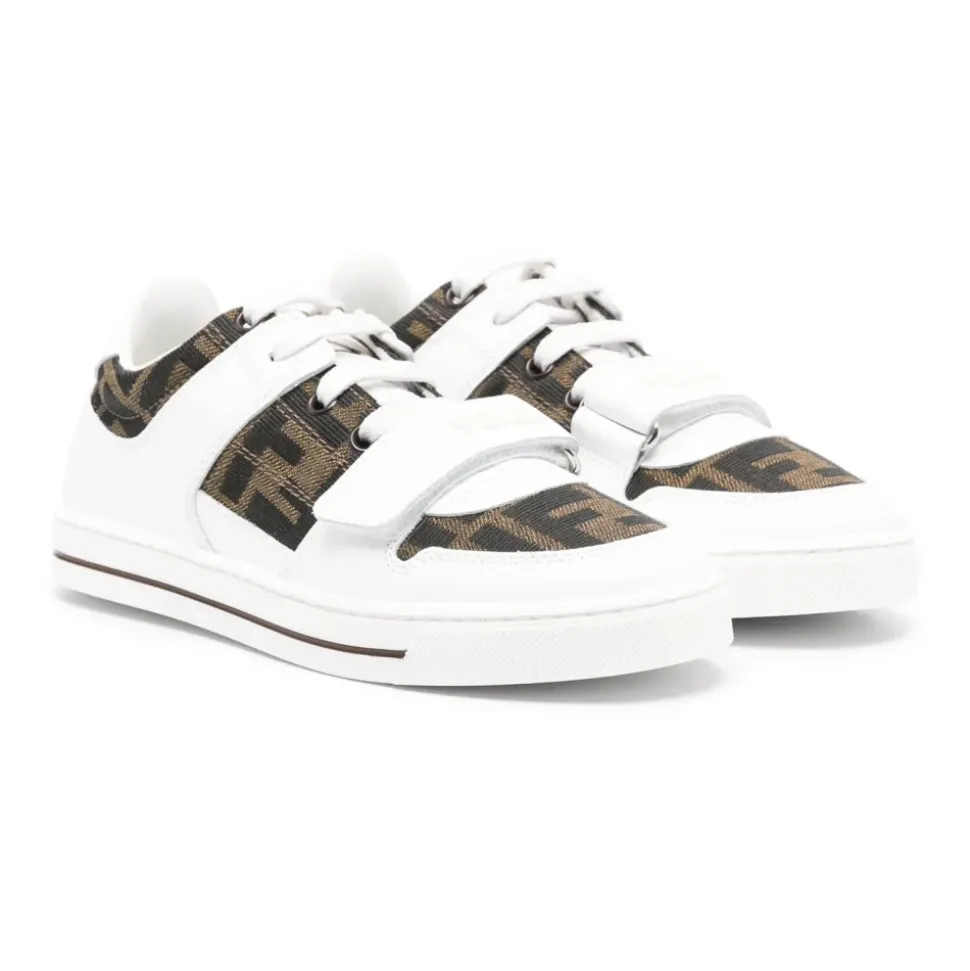 Leder- und Jacquard-Sneakers