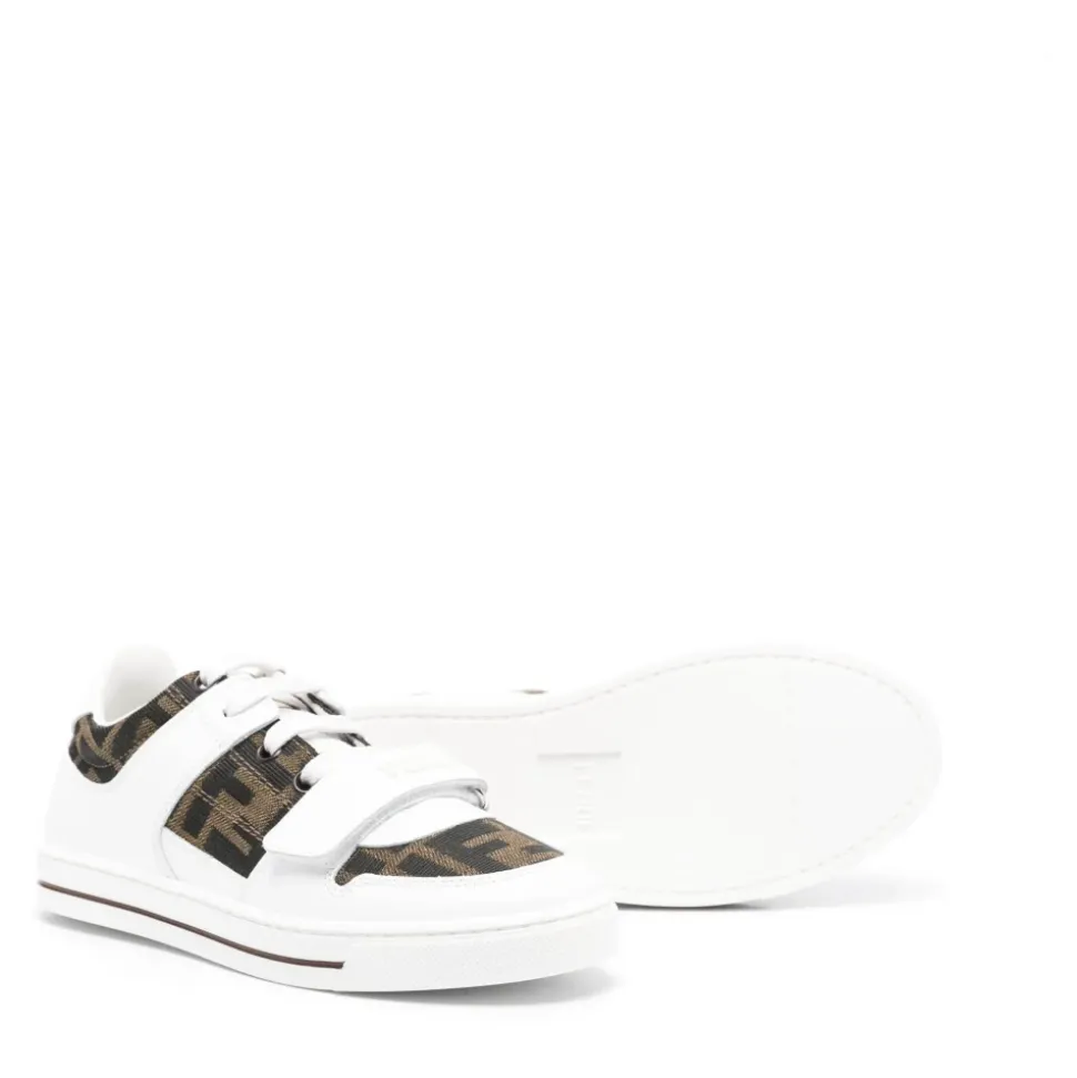 Leder- und Jacquard-Sneakers