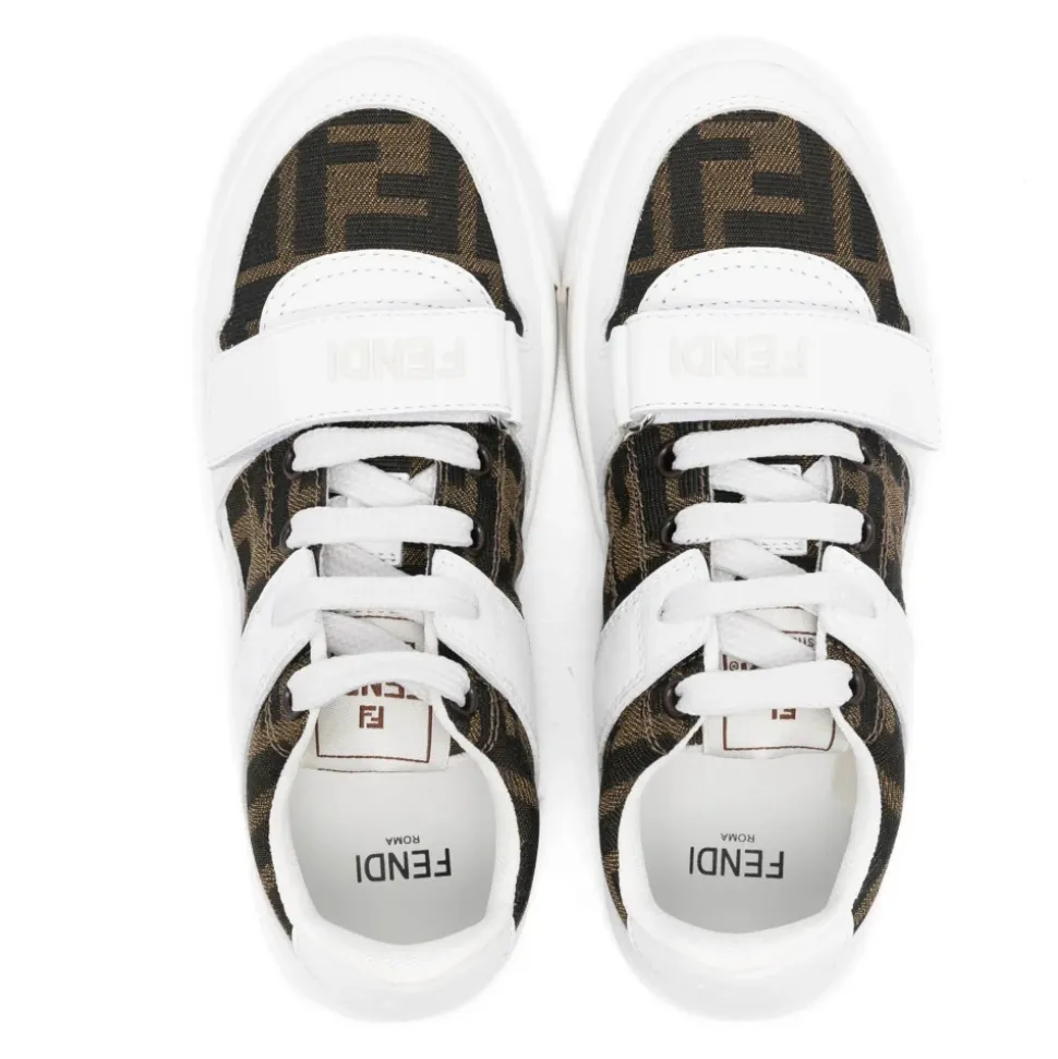 Leder- und Jacquard-Sneakers