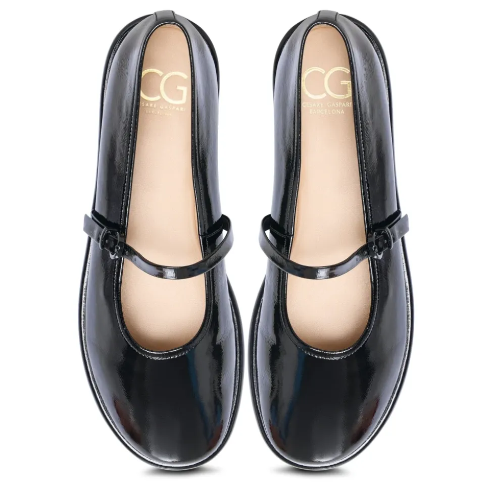 Lederballerinas Alba - Schwarz Lack