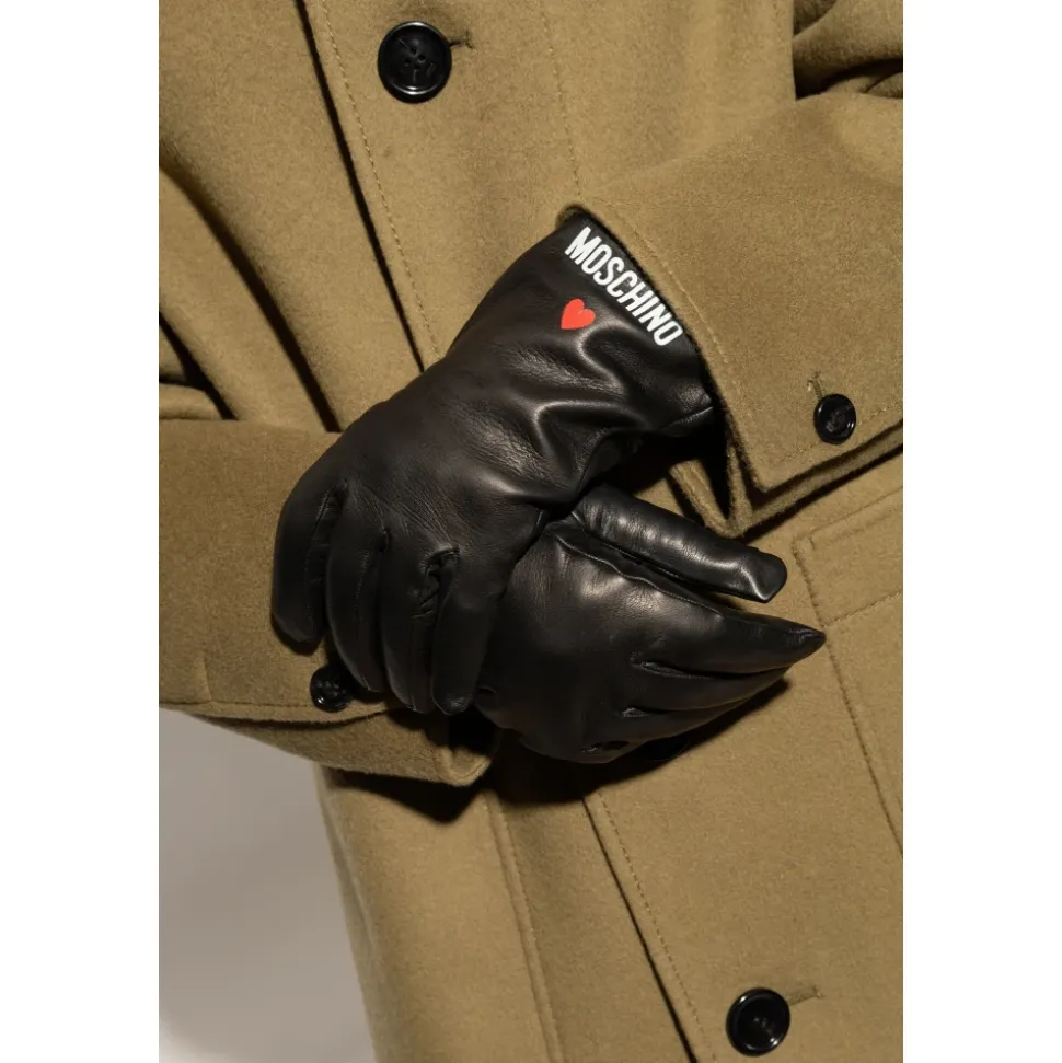 Lederhandschuhe mit bedrucktem Logo