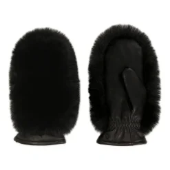 Lederhandschuhe mit synthetischem Pelz und einem Finger