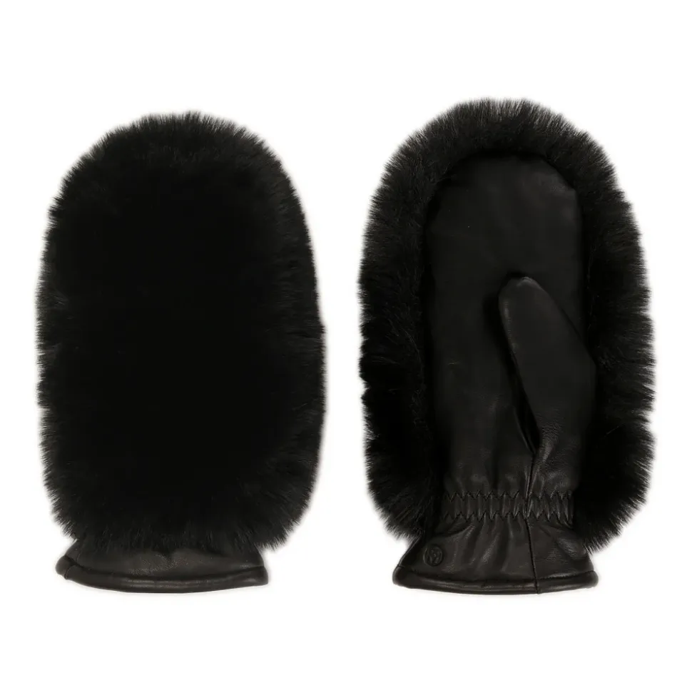 Lederhandschuhe mit synthetischem Pelz und einem Finger