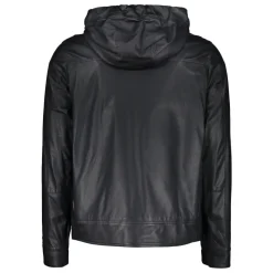 Lederjacke mit Kapuze Logo-Futter
