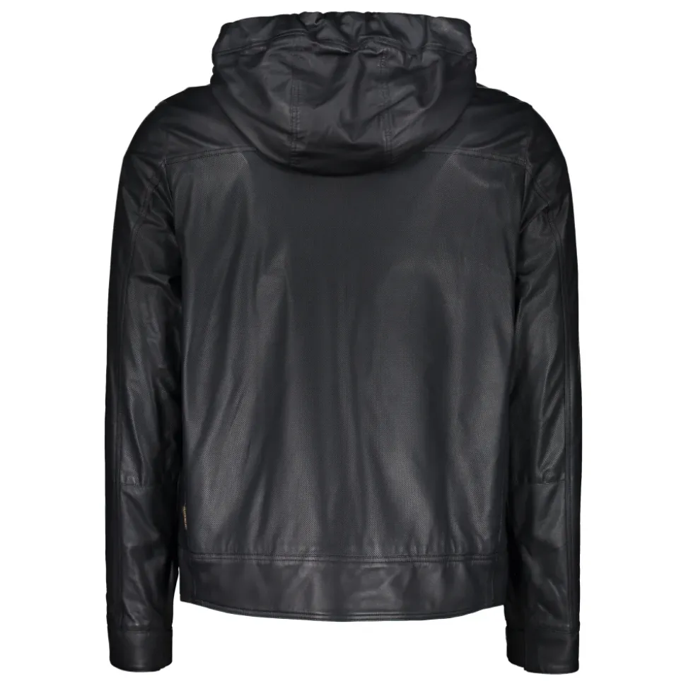 Lederjacke mit Kapuze Logo-Futter