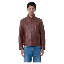 Lederjacke mit Knopfleiste