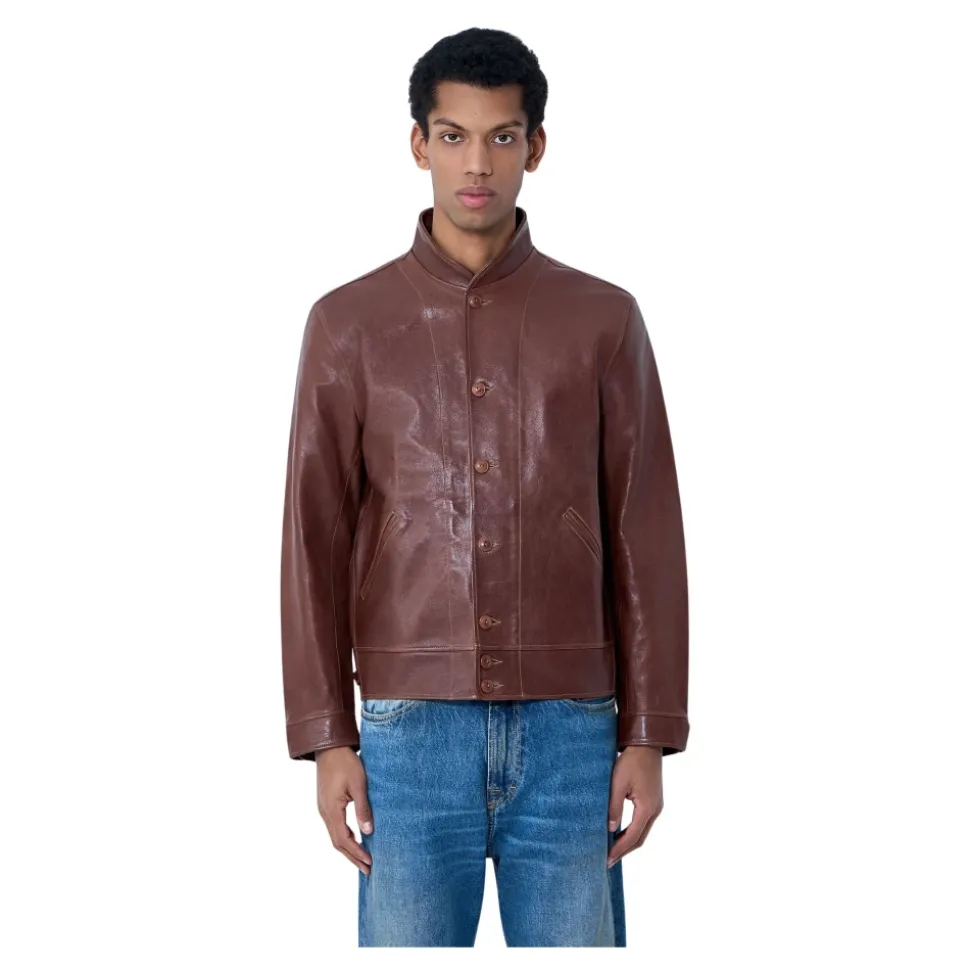 Lederjacke mit Knopfleiste