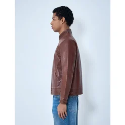 Lederjacke mit Knopfleiste