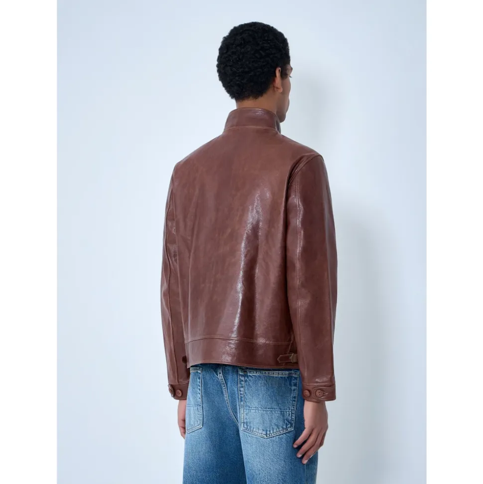 Lederjacke mit Knopfleiste