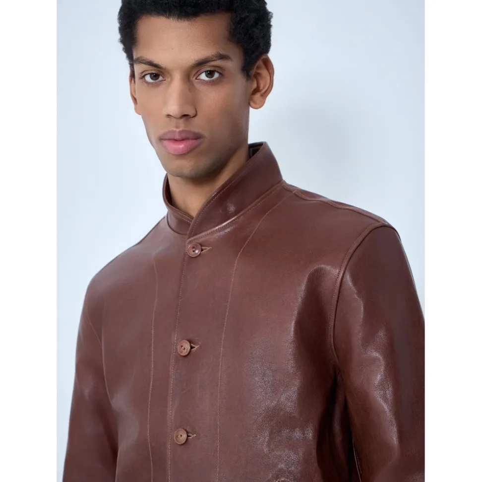 Lederjacke mit Knopfleiste