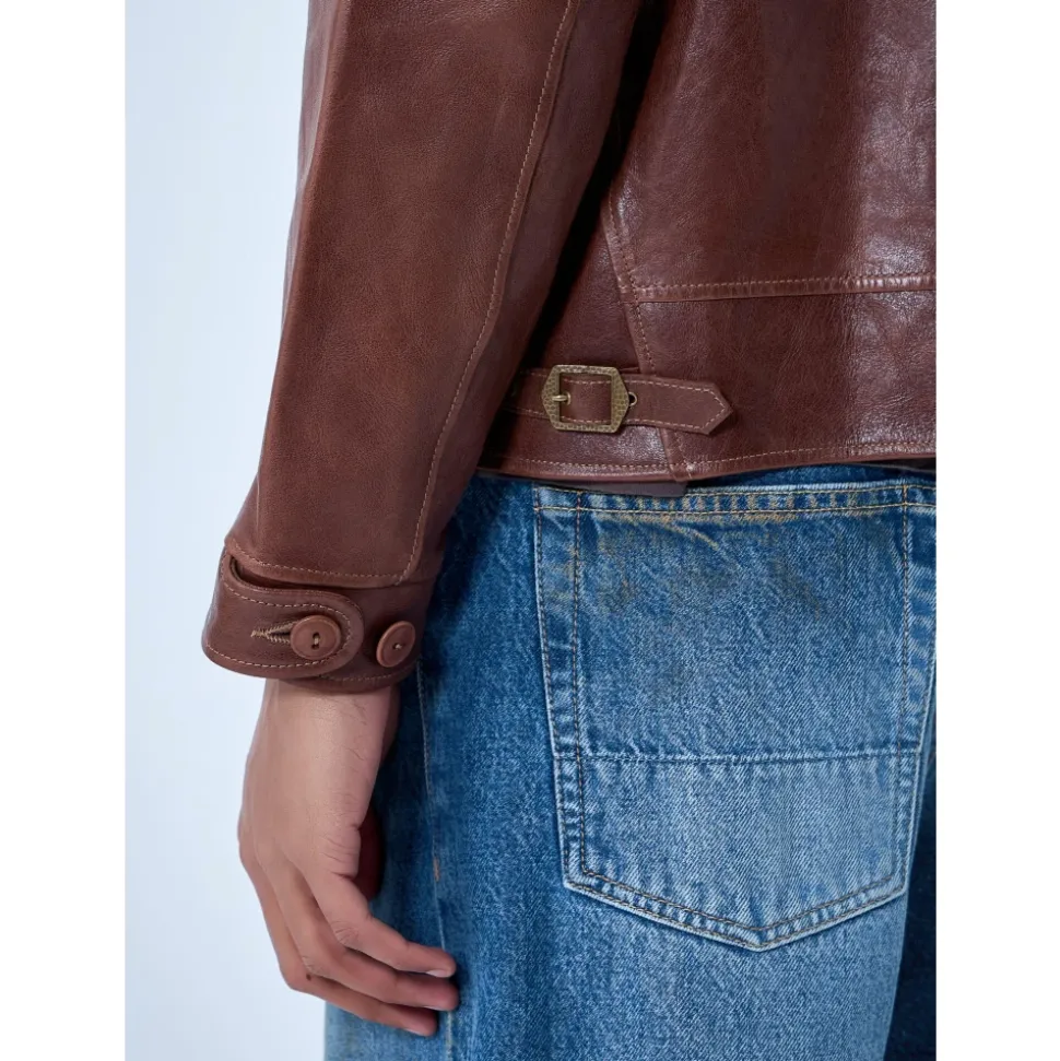 Lederjacke mit Knopfleiste