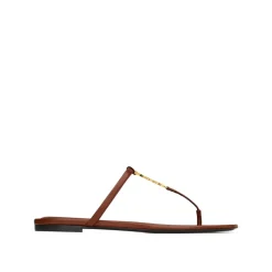Lederne flache Sandalen mit YSL-Logo