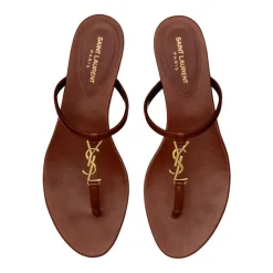 Lederne flache Sandalen mit YSL-Logo