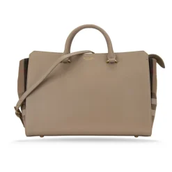Lederne Schultertasche mit Karomuster