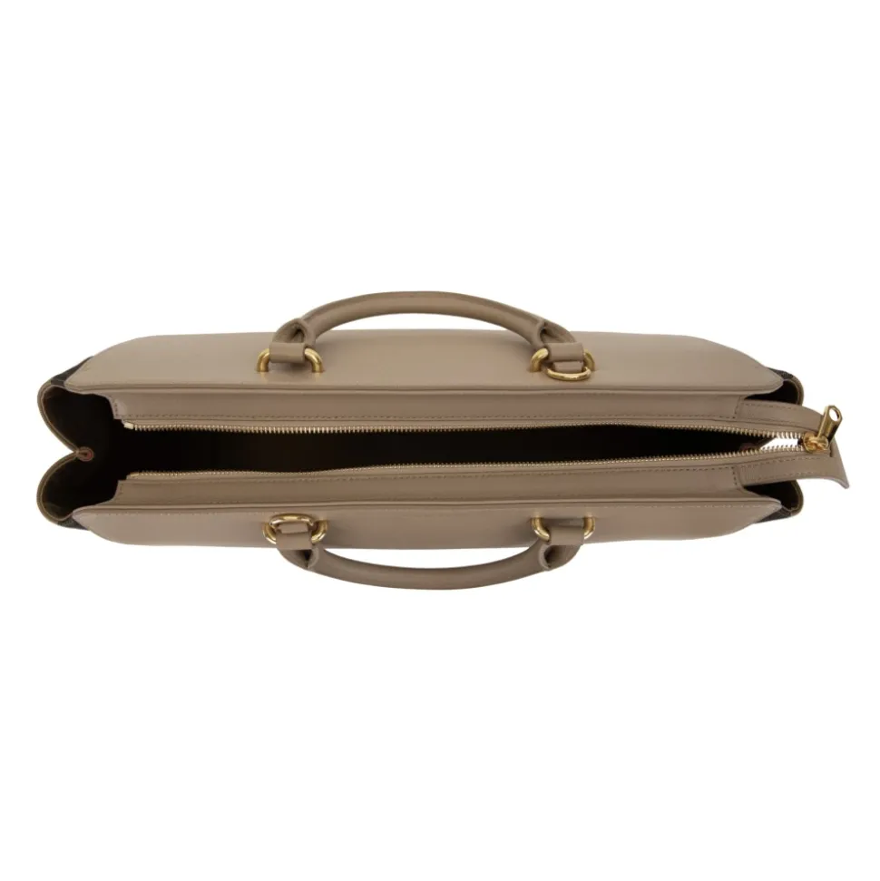 Lederne Schultertasche mit Karomuster