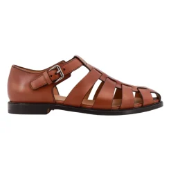 Leder-Sandalen mit Knöchelriemen