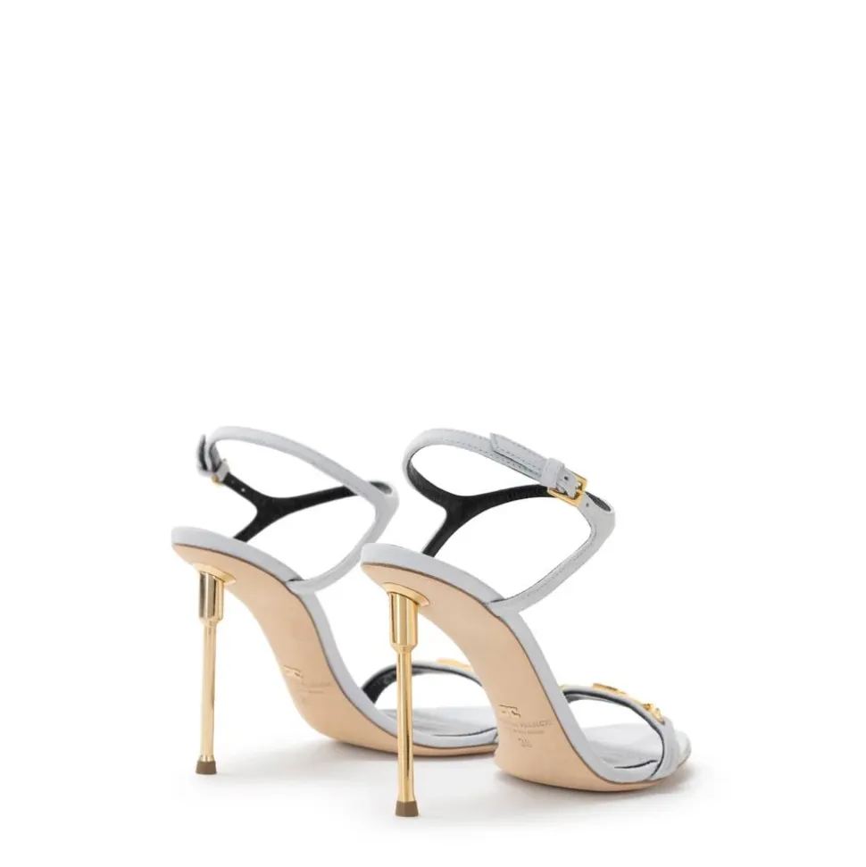 Ledersandalen mit skulptiertem Absatz