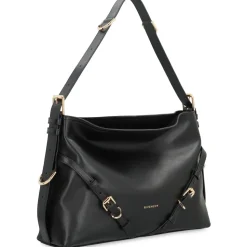 Leder-Schultertasche mit dekorativen Schnallen