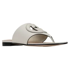 Leder-Slip-On-Sandalen mit Logodetail