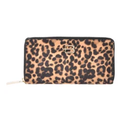 Leopard print suede wallet
