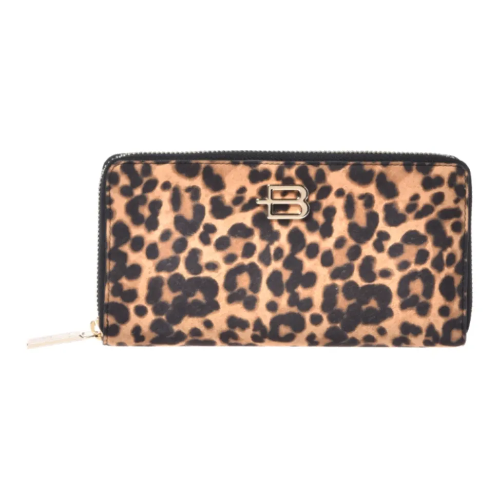 Leopard print suede wallet