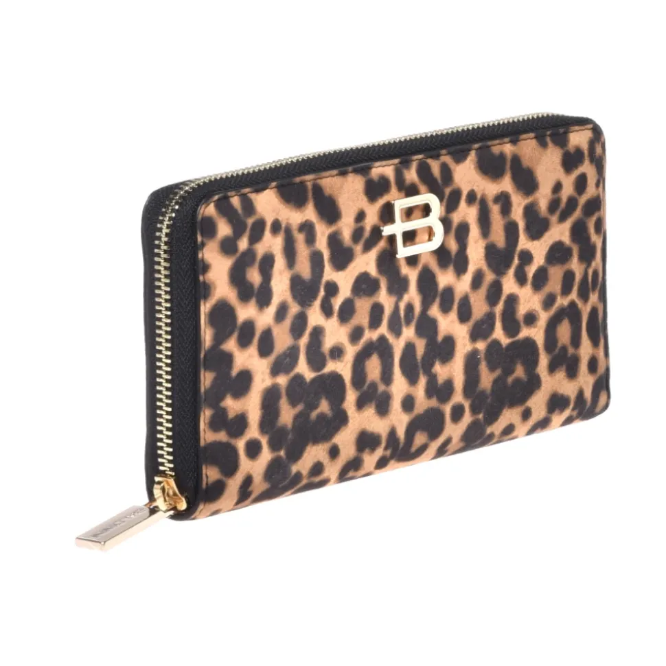 Leopard print suede wallet