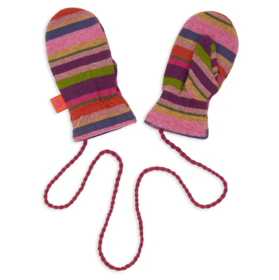 Lila Fleece-Handschuhe für Kinder mit mehrfarbigen Streifen