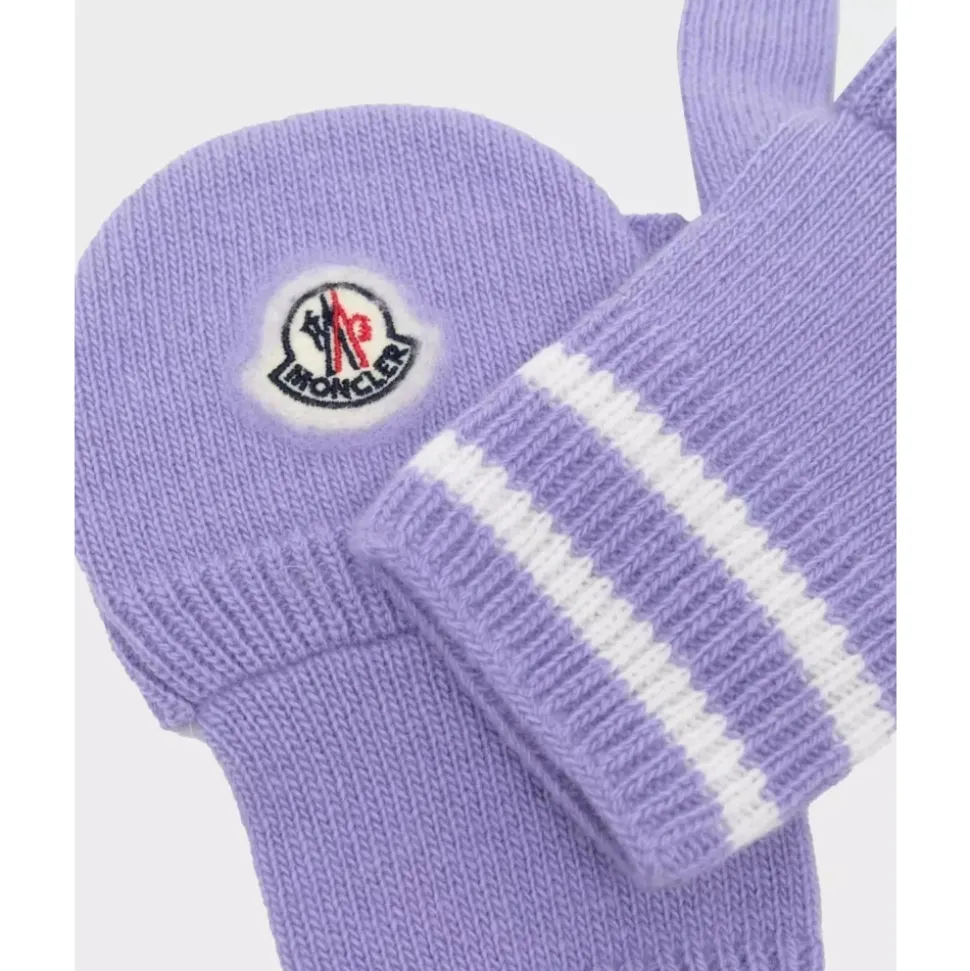 Lila Gestreifte Strickhandschuhe