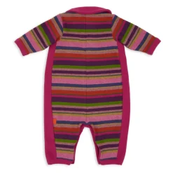 Lila ärmelloser Fleece-Strampler für Kinder mit mehrfarbigen Streifen
