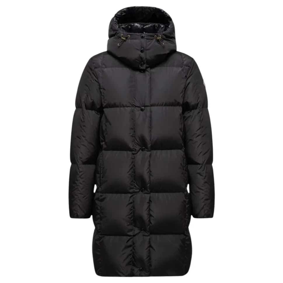 Litte Quadratisch gesteppte, lange Daunenjacke mit Kapuze