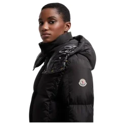 Litte Quadratisch gesteppte, lange Daunenjacke mit Kapuze