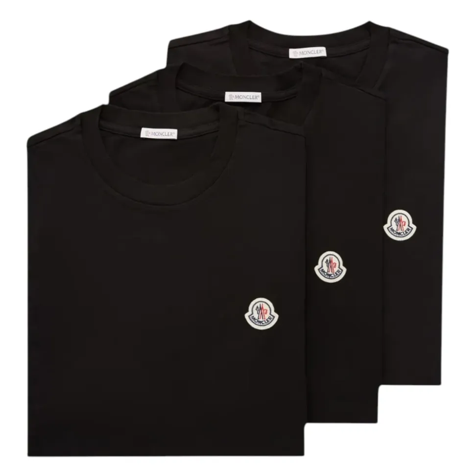 Logo-Patch Baumwoll-T-Shirt (3er-Pack)