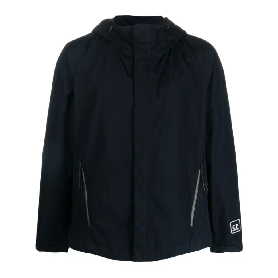 Logo-Patch Jacke mit Kapuze und Reißverschluss