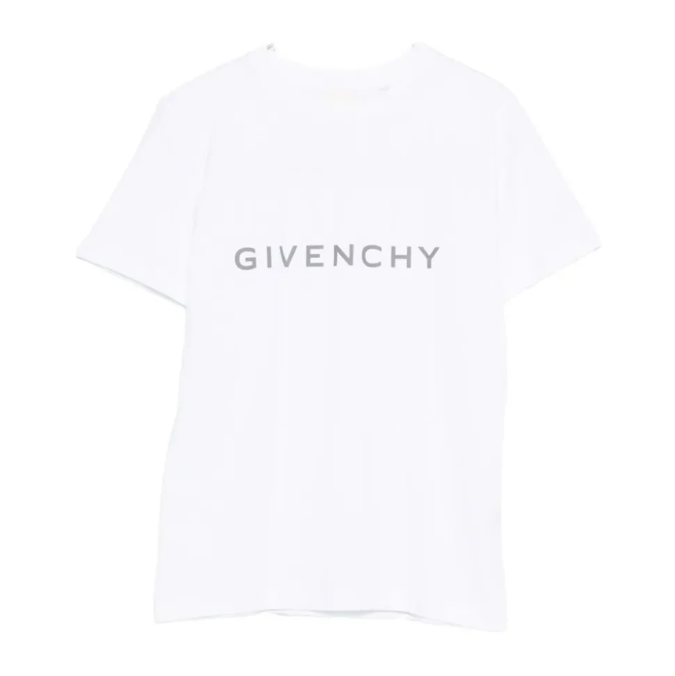 Logo-Print T-Shirt weiß kurze Ärmel