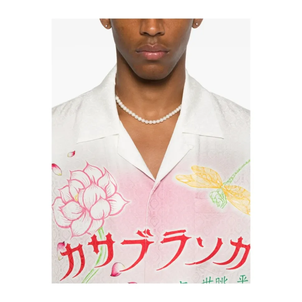 Lotus Print V-neck Shirt