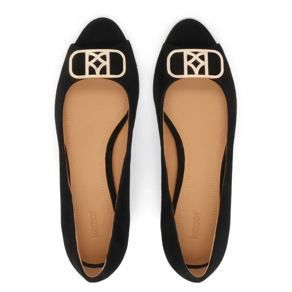 Low Suede Peep Toe Pumps