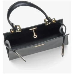 Luxuriöse Schwarze Leder-Satchel-Handtasche